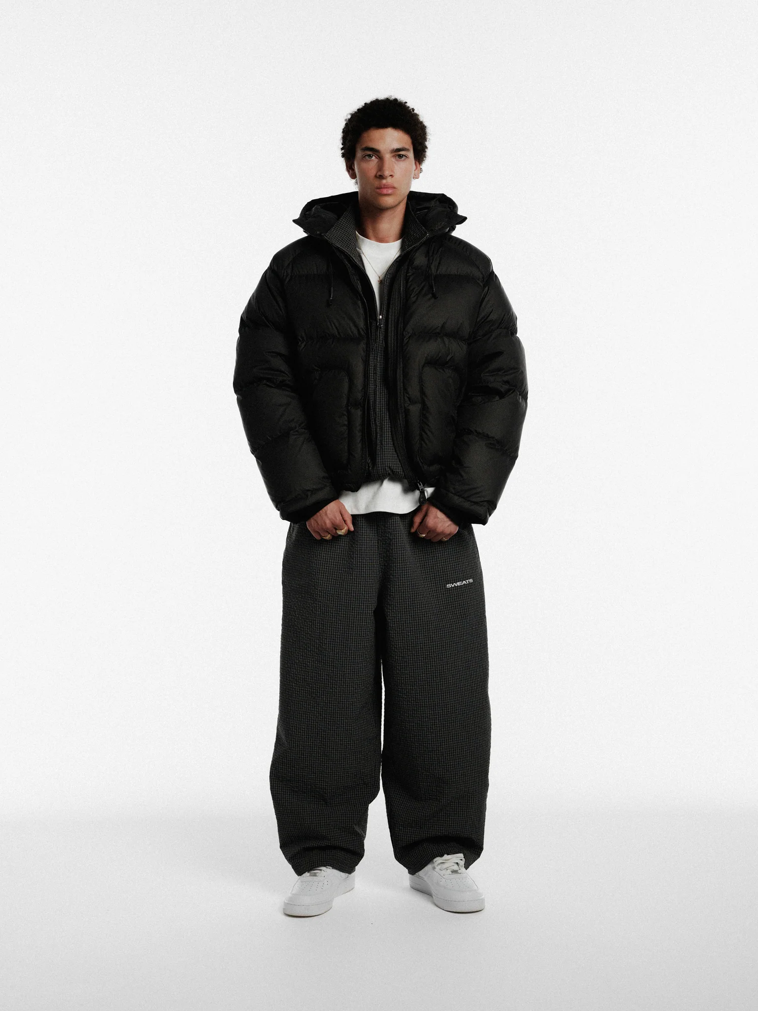 CHECKERED TRACK PANT - BLACK/WHITE - Image 4