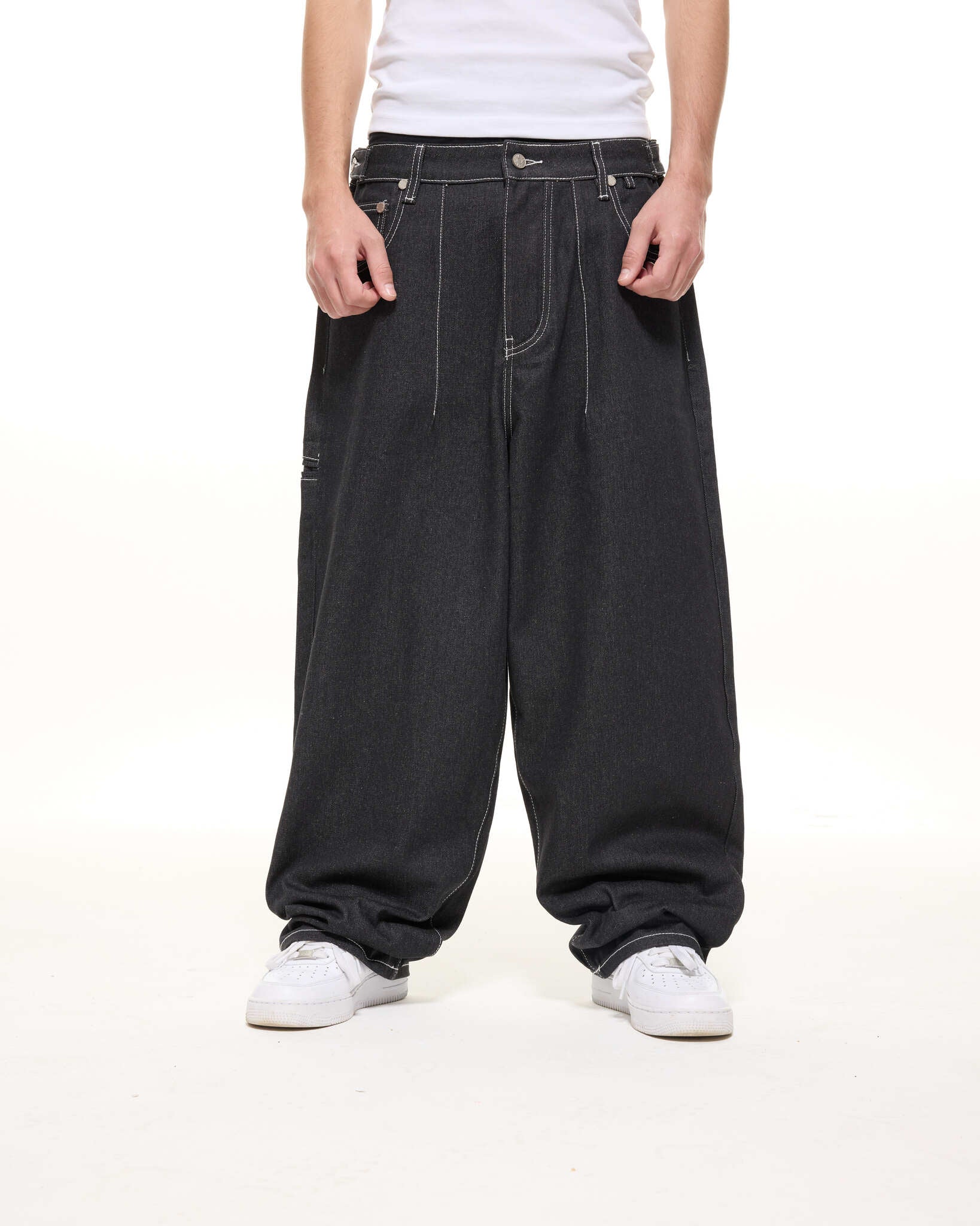 DENIM BAGGY JEANS - BLACK - Image 3