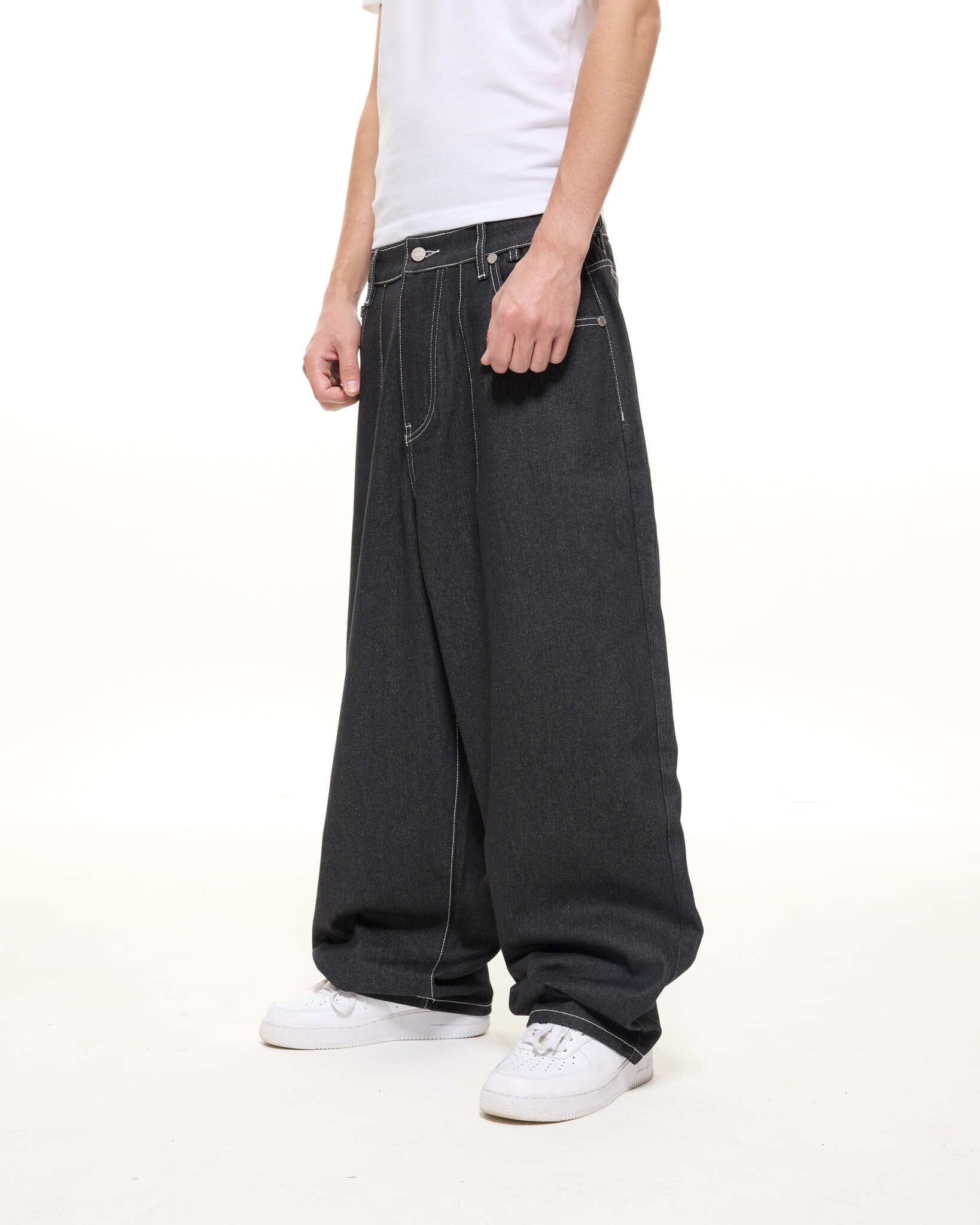 DENIM BAGGY JEANS - BLACK - Image 5