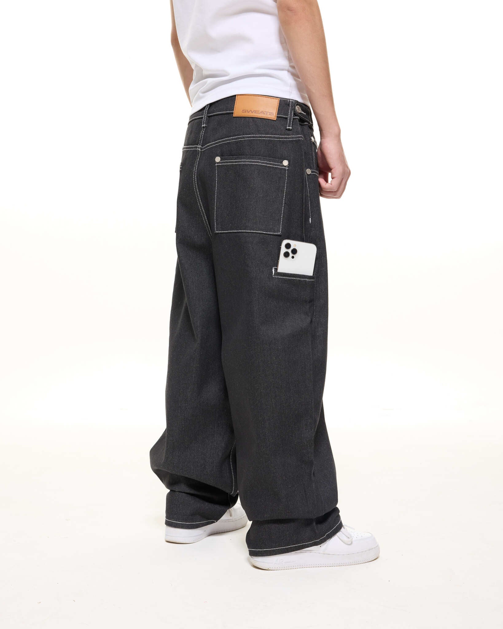 DENIM BAGGY JEANS - BLACK - Image 7