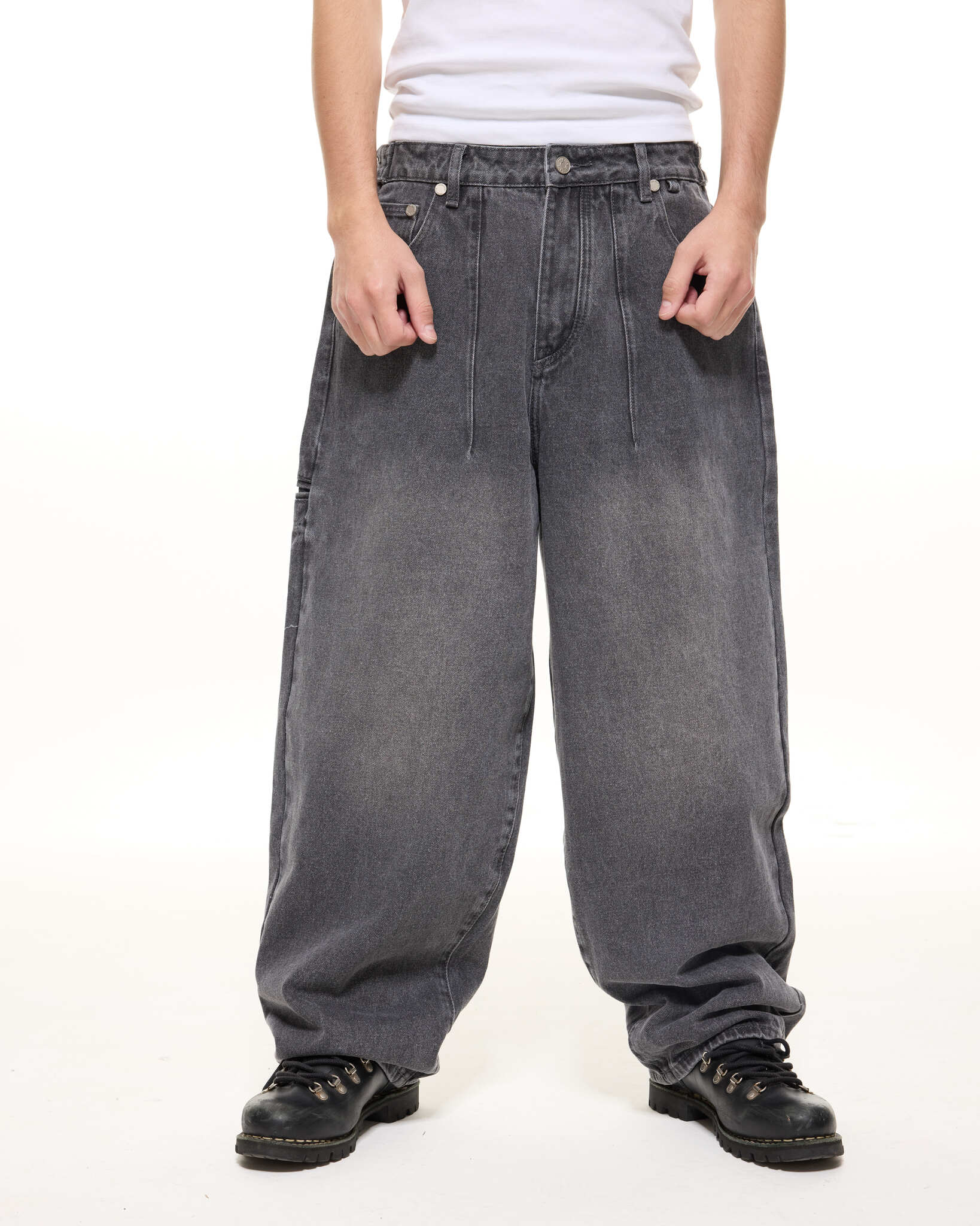 DENIM BAGGY JEANS - WASHED BLACK - Image 3