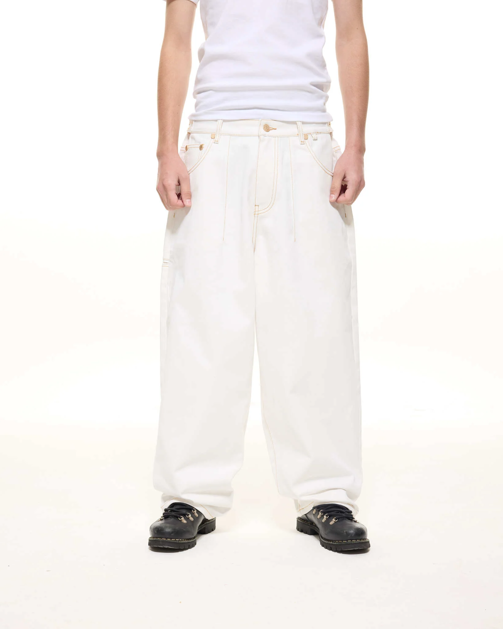DENIM BAGGY JEANS - WHITE - Image 3