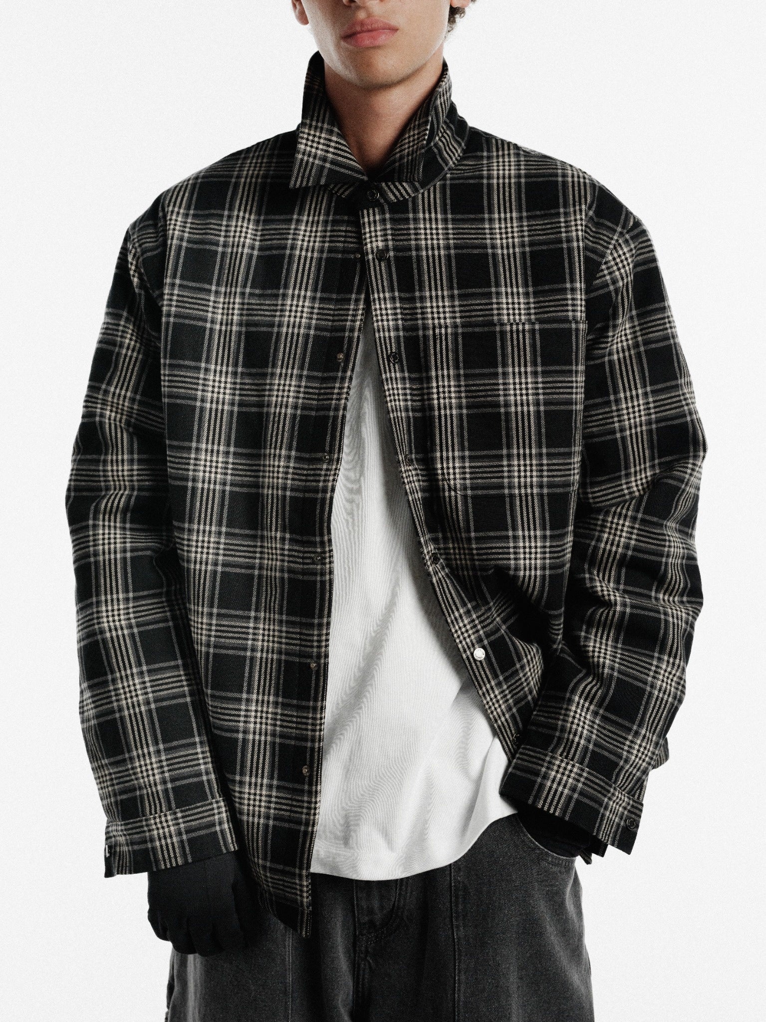 FLANNEL JACKET - BLACK - Image 3