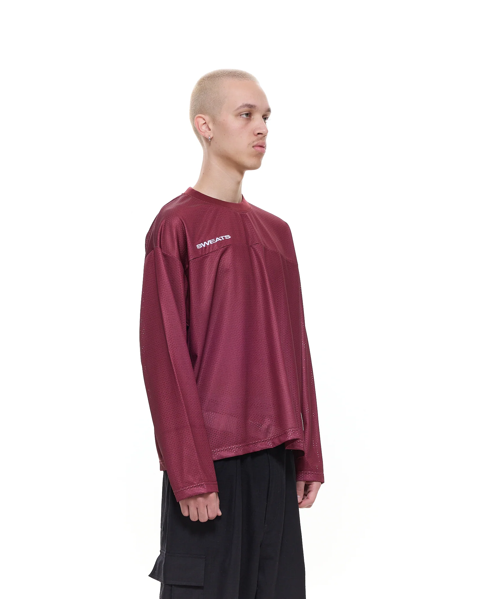 MESH LS T-SHIRT - BURGUNDY - Image 3
