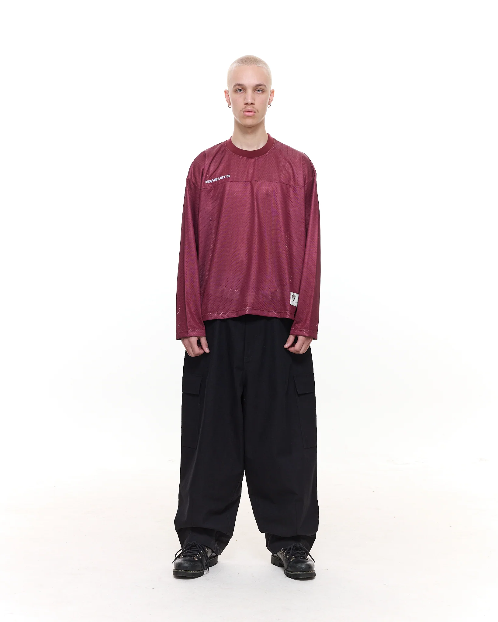 MESH LS T-SHIRT - BURGUNDY - Image 4