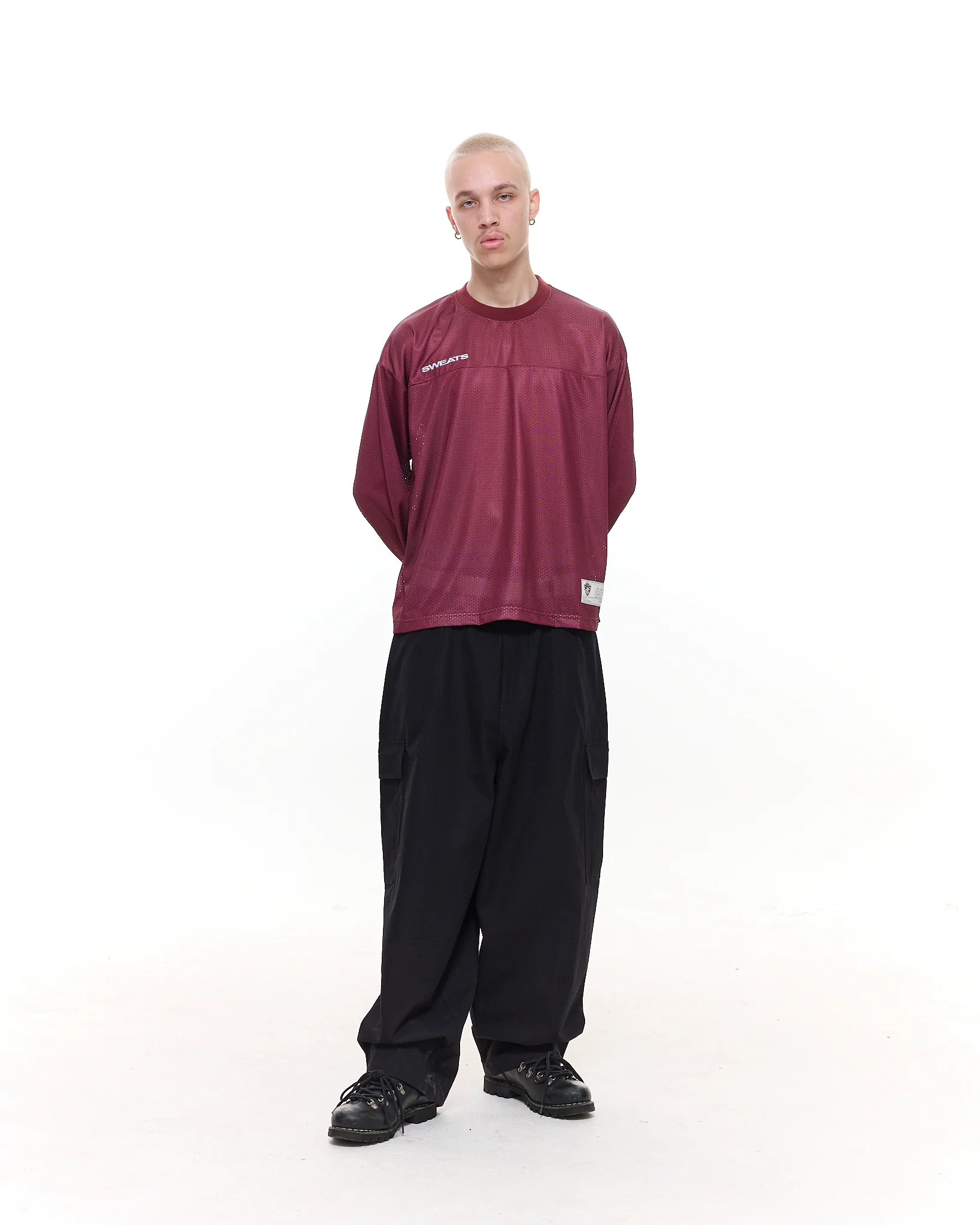 MESH LS T-SHIRT - BURGUNDY - Image 7