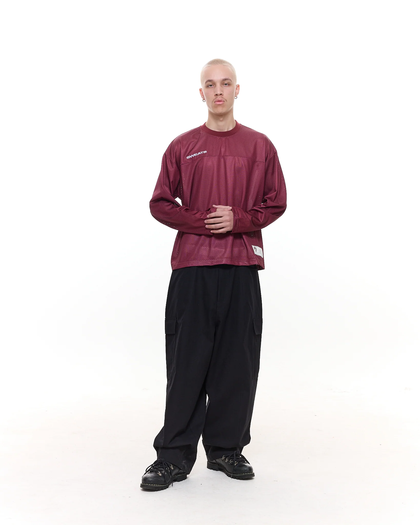 MESH LS T-SHIRT - BURGUNDY - Image 8