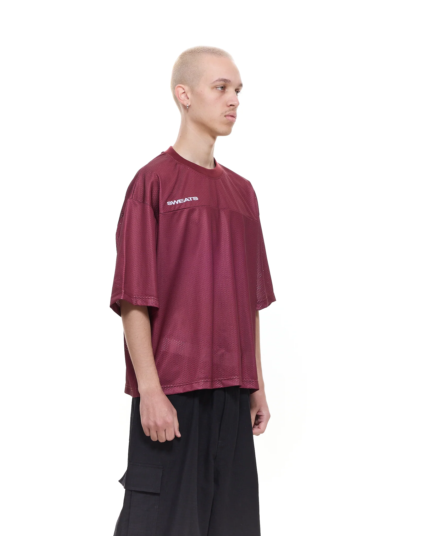 MESH SS T-SHIRT - BURGUNDY - Image 3