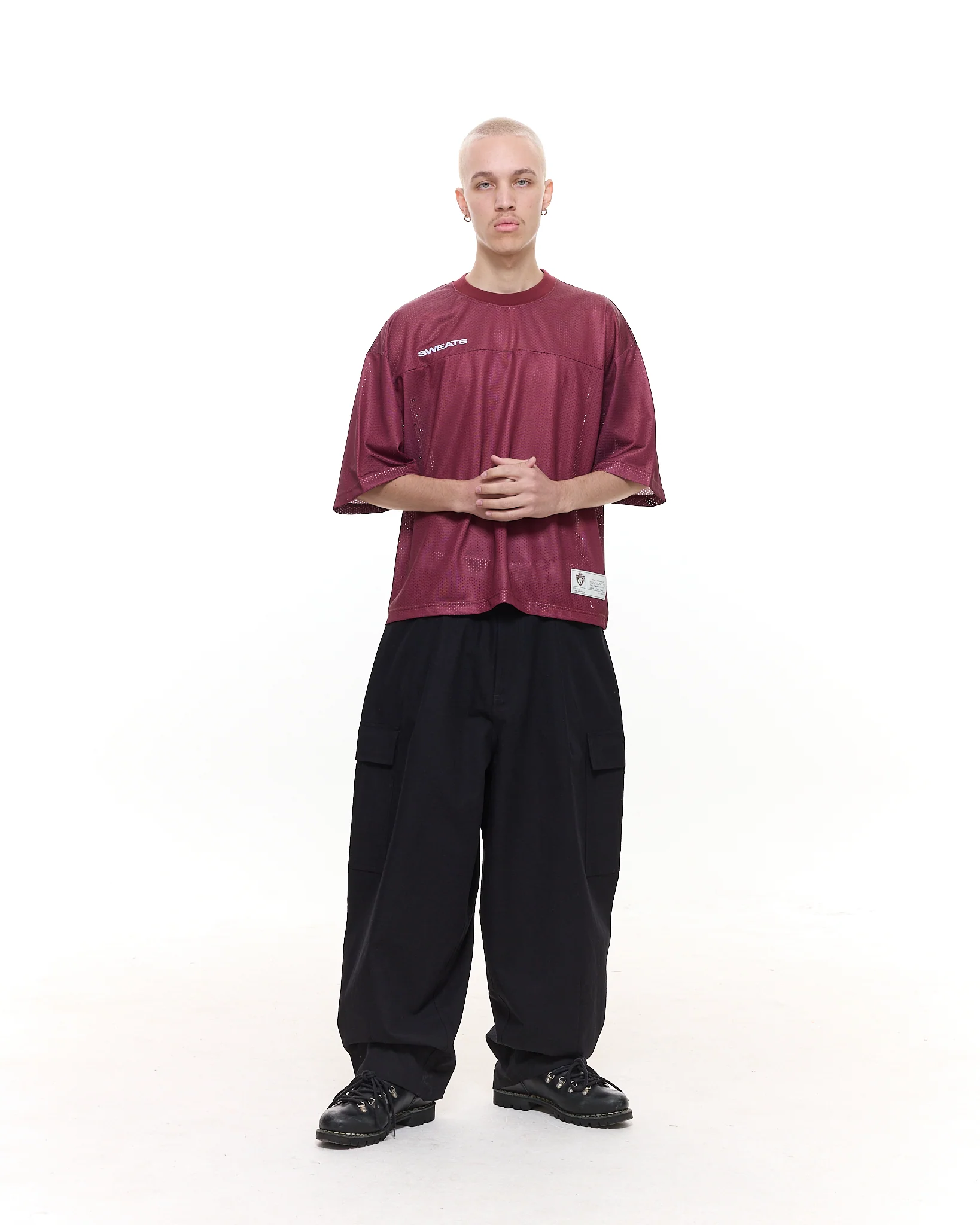 MESH SS T-SHIRT - BURGUNDY - Image 7