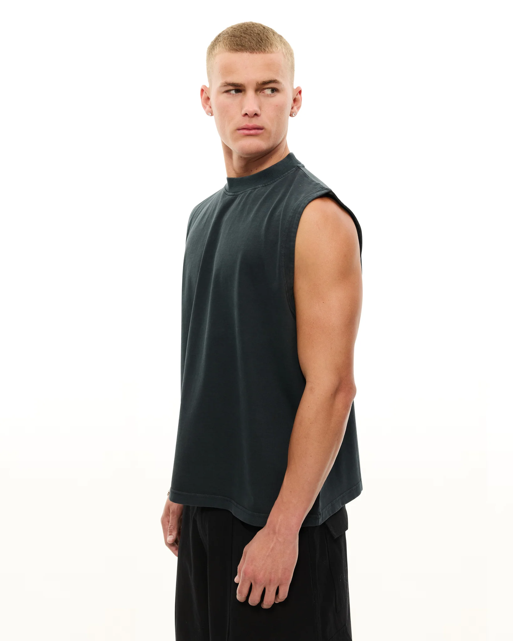 MUSCLE TEE - WASHED BLACK - Image 3