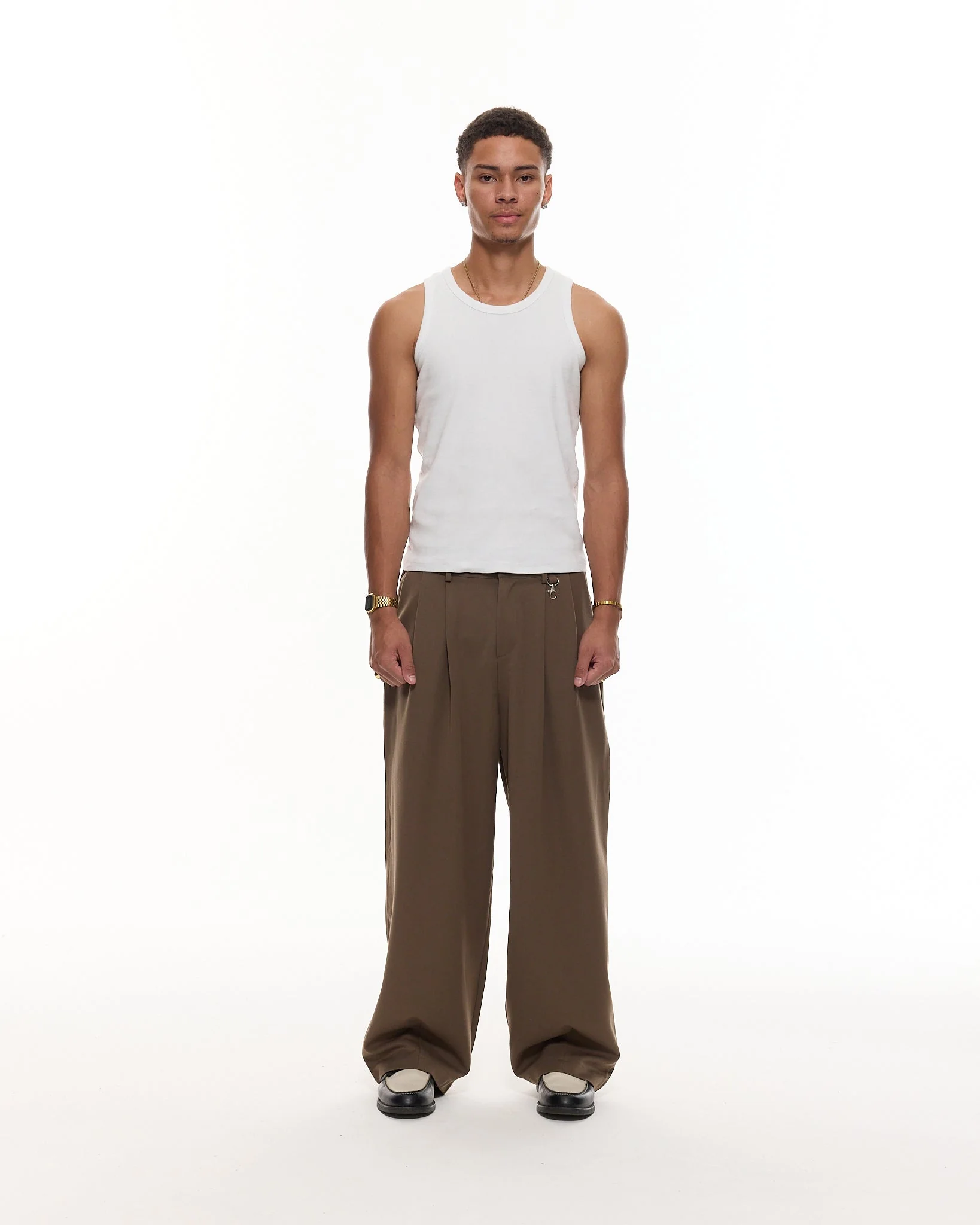 PLEATED PANT - BROWN - Image 3