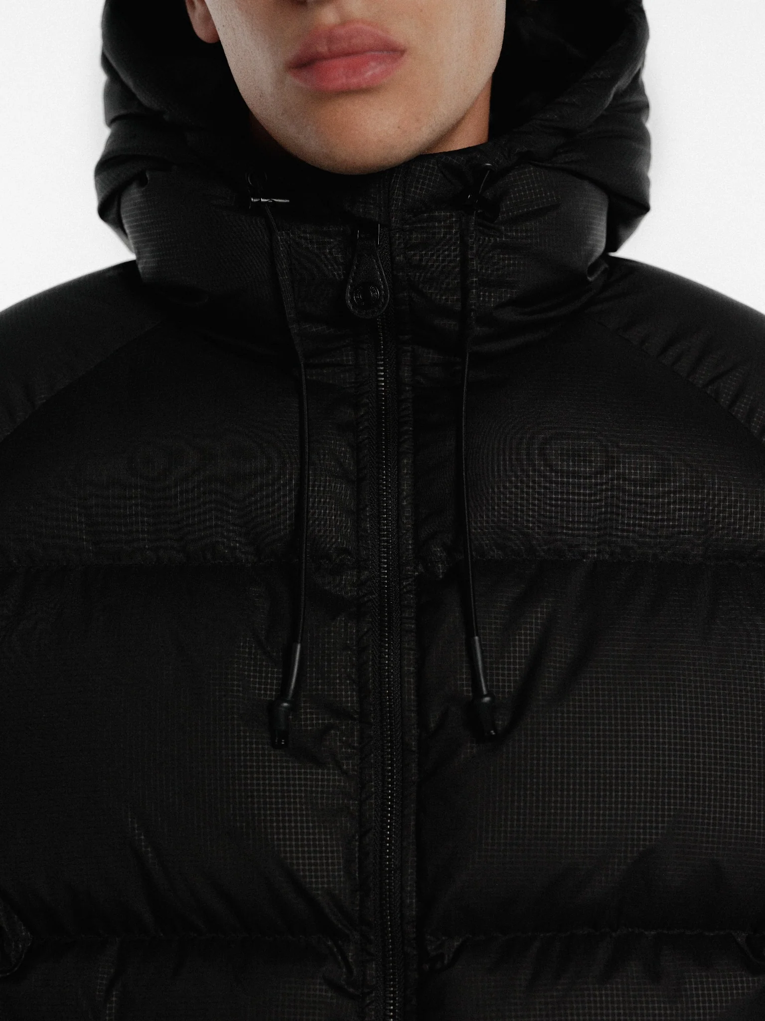 HOODED PUFFER JACKET - BLACK - Image 5